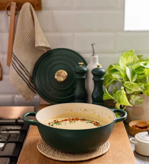 Creamy Cauliflower Soup with Roast Cauliflower, Garlic & Chilli Crisp